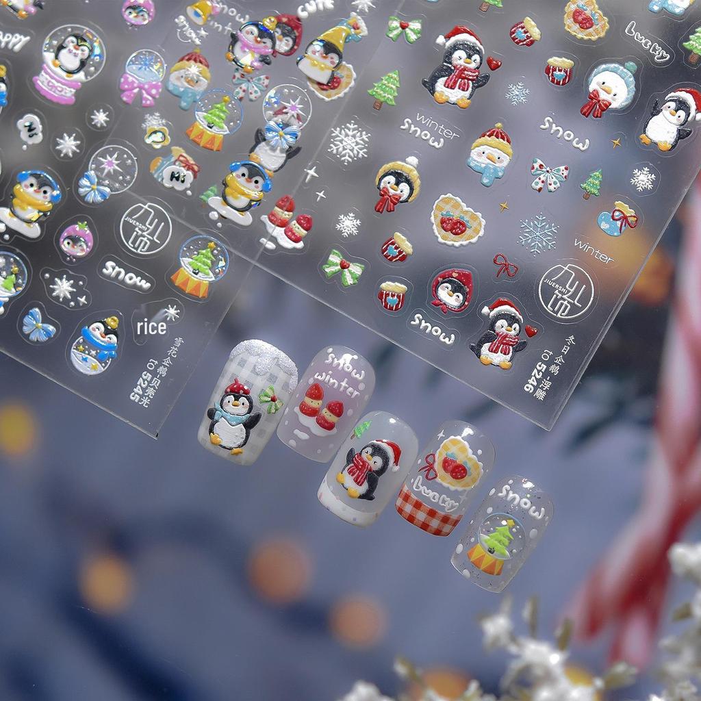 Tomoni Schneeflocke & Pinguin Winter Nagelkunst Sticker