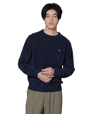 Nano Universe Nanobear Mall Knit Crew Neck 2, Men's, Size M, 120, Navy, 672-5222203