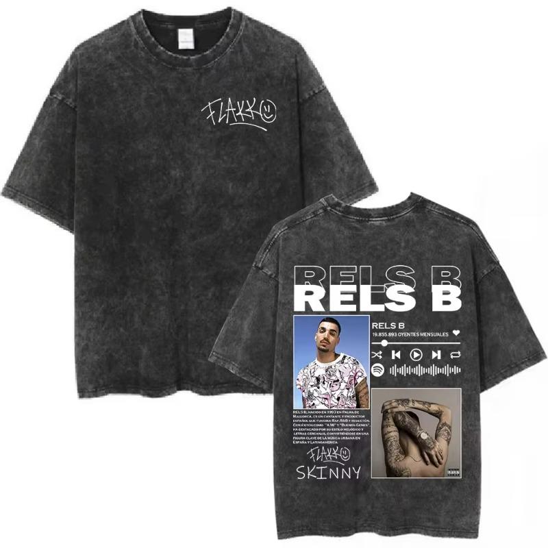 Washed Vintage Rels B Flakk Skiny Flakk Smile T-shirt Boys Don't Cry Letter Graphic T-shirts Men Women Casual Oversized T Shirts