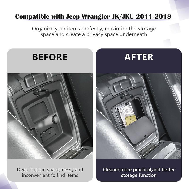 Armrest Hidden Box Tray for Jeep Wrangler JK/JKU 2011-2016 2017 2018 Center Console Organizer Secret Hidden Interior Accessories