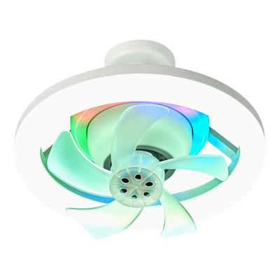 Fan Lamp E27 Lamp Head Remote Controlled Three-color Infinitely Dimmable RGB Dimmable LED Lights