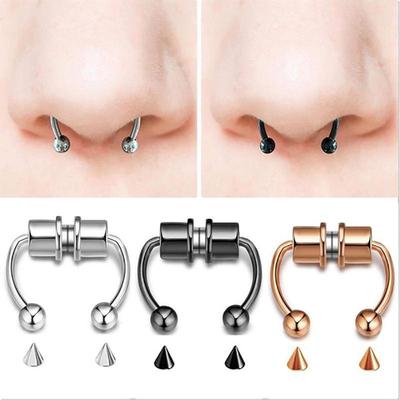 Mode Edelstahl Magnetische Hufeisen Künstliche Nasenringe Nicht Durchbohrte Nase Hoop Piercing Nasenringe