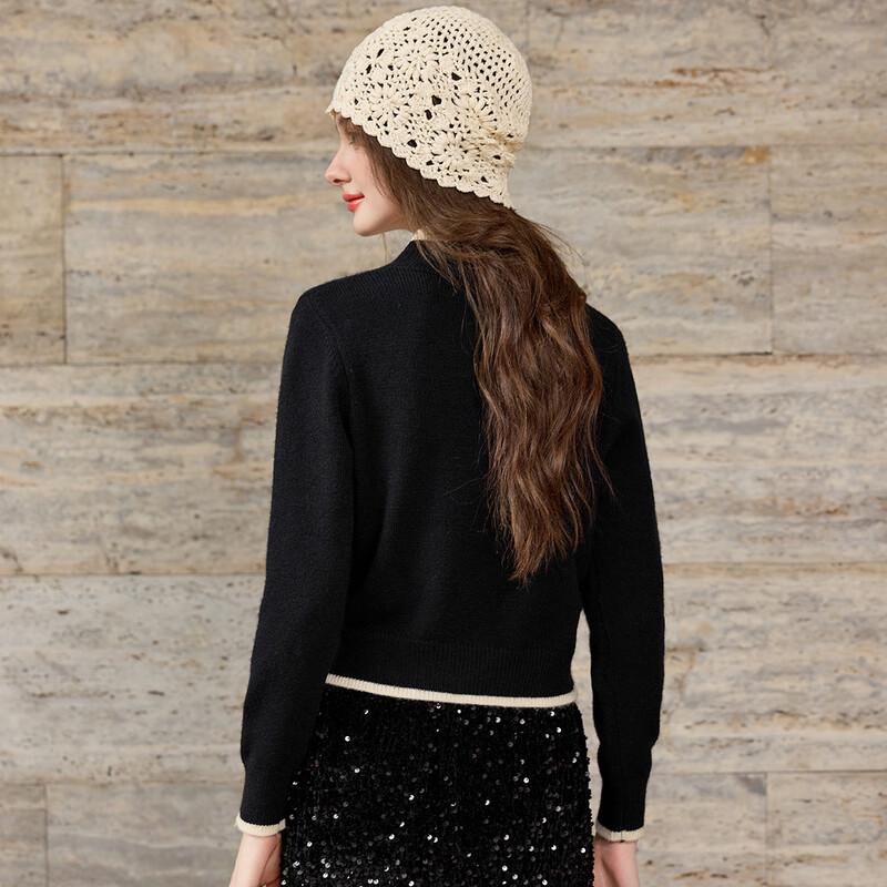 Bailuyu Colorblock Lace Knit Cardigan Sweater