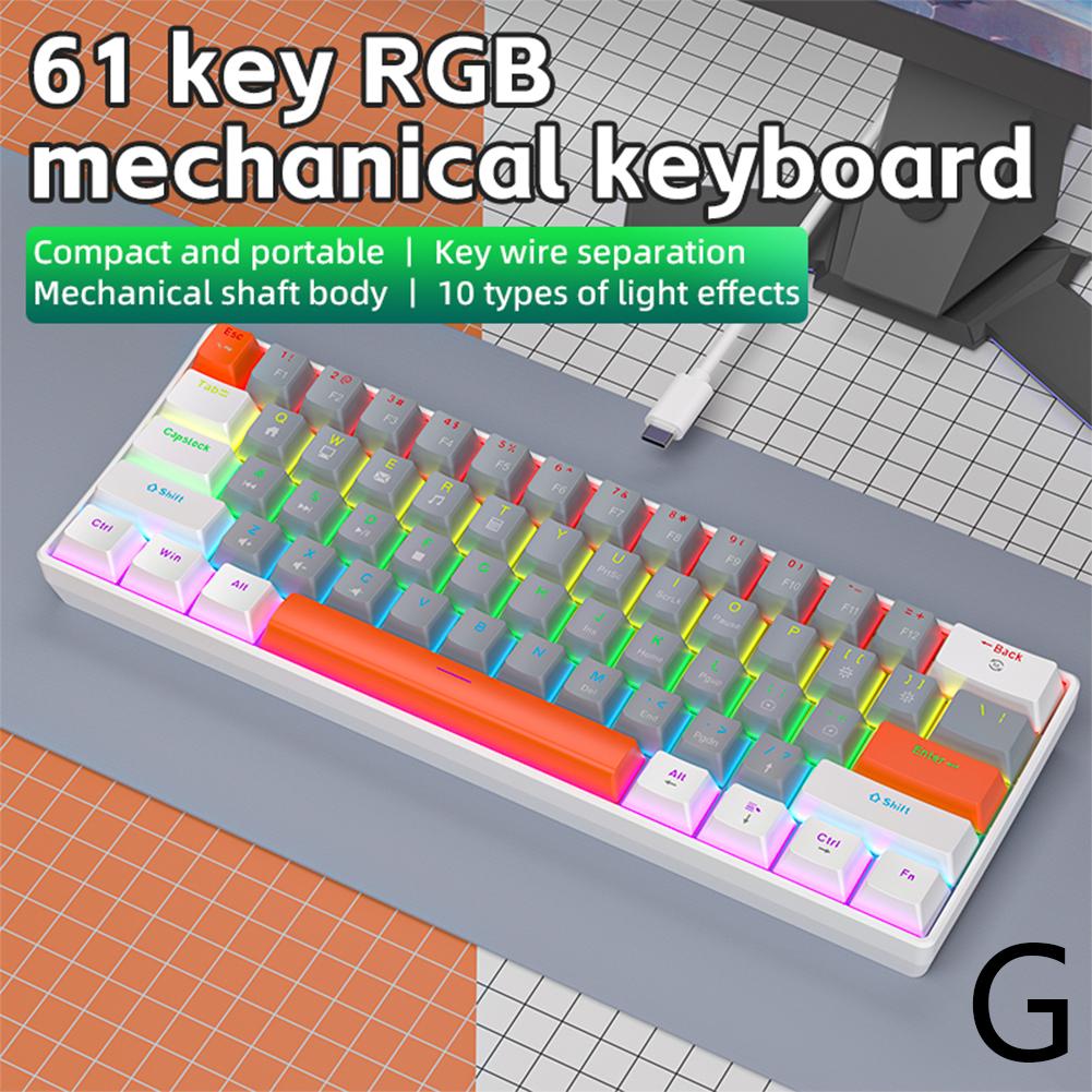 Mini Wired Gaming Mechanical Keyboard Phantom RGB, 61 Keys, Red/Blue/Yellow Switch, Ergonomic Keyboard , Portable for PC/Laptop