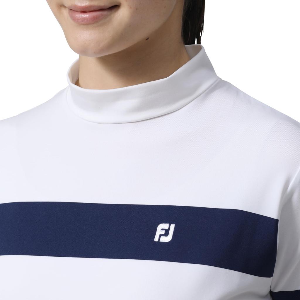 FootJoy Chest Line Short Sleeve Mock Neck Size L Women's Shirt, White, (FJW-S24-S09, 81943-L)