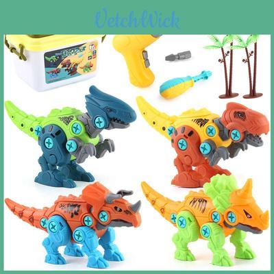 Dinosaur Toys For Kids Take Apart Build Set With Electric Drill And Storage Box