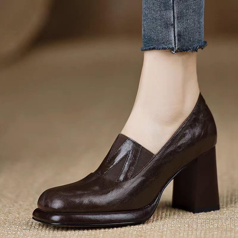 Fashion British style thick soles with round head small shoes 2024 spring and autumn new French not tired feet Mary Jane high heels