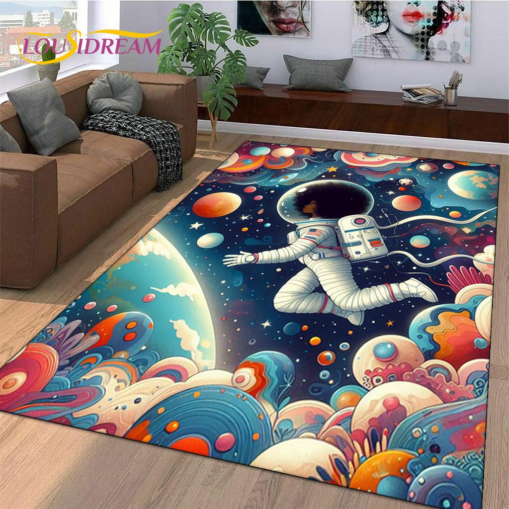 Astronaut Dream Universe Spaceman 3D Outer Space Cartoon Rug Carpet for Living Room Bedroom Decor,Non-slip for Sofa Doormat Kids