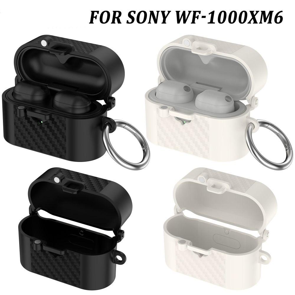 Carbon Fiber Texture Protective Case TPU Charging Case Protector Earbuds Cover for Sony WF-1000XM6