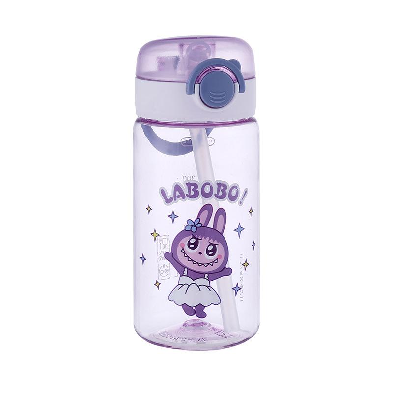 Water bottle cute children's straw cup new high value water cup summer high temperature resistant plastic cup students portable
