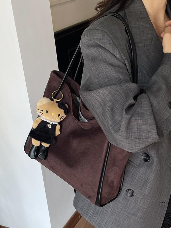 Retro Suede Versatile Shoulder Tote - High-End Fashionable Large Capacity Bag
