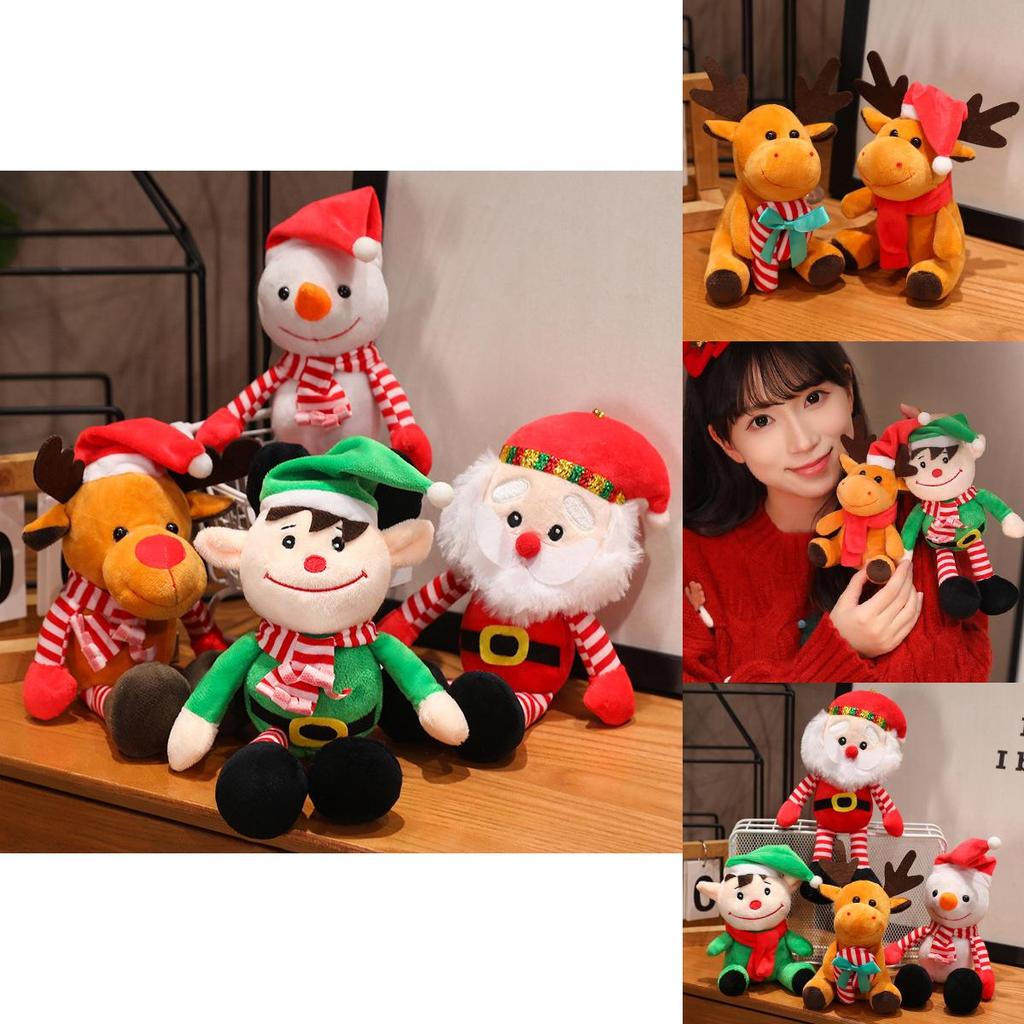 Adorable Plush Christmas Santa Claus Doll Soft Reindeer Elf Snowman Toys For Kids Gifts