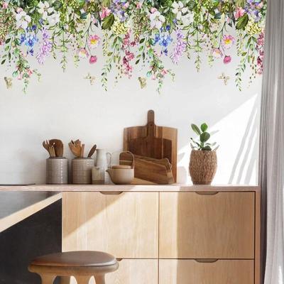 2 sztuk/zestaw naklejki ścienne diy Mural 3D naklejki ścienne z pcv naklejki ścienne z kwiatami do salonu sypialnia kuchnia Home Decor tapety