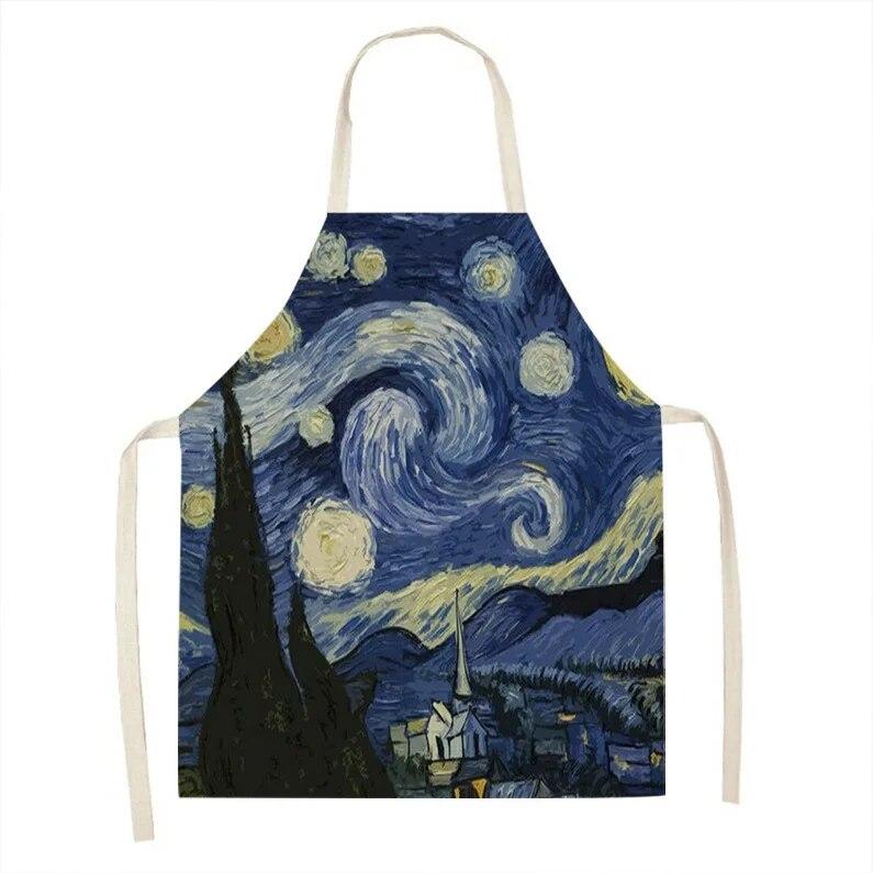 1 kus vintage umělecká olejomalba tištěná zástěra kuchyňská vaření pečení zástěra domácí čisticí doplňky unisex