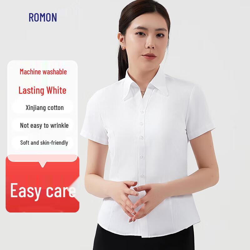 Romon Women s Short Sleeve V-neck Formal Shirt 40