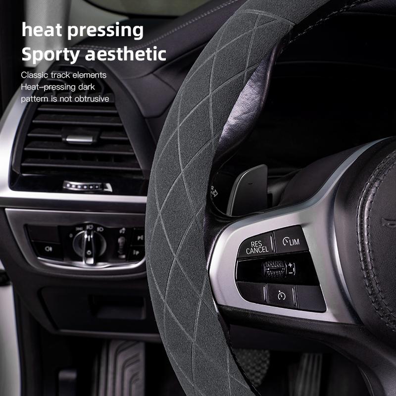 For Toyota 2026 Hot Hub Caps 38cm Suede Car Steering Wheel Cover For Toyota Hilux Aygo Corolla Yaris Rav4 Camry CHR  15 Inch Non