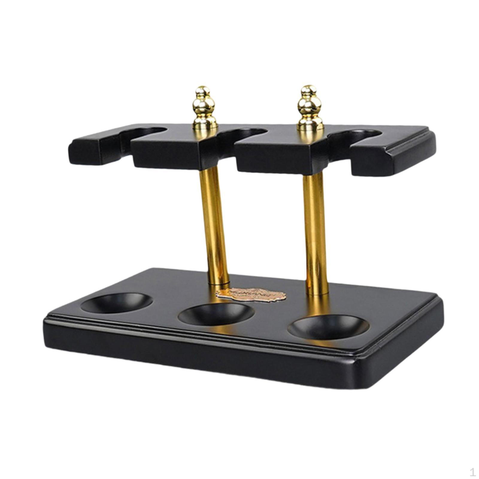 

Wooden Pipe Stand 3 Slot Handmade Accessories Solid Wood Organizer Rack black чорний
