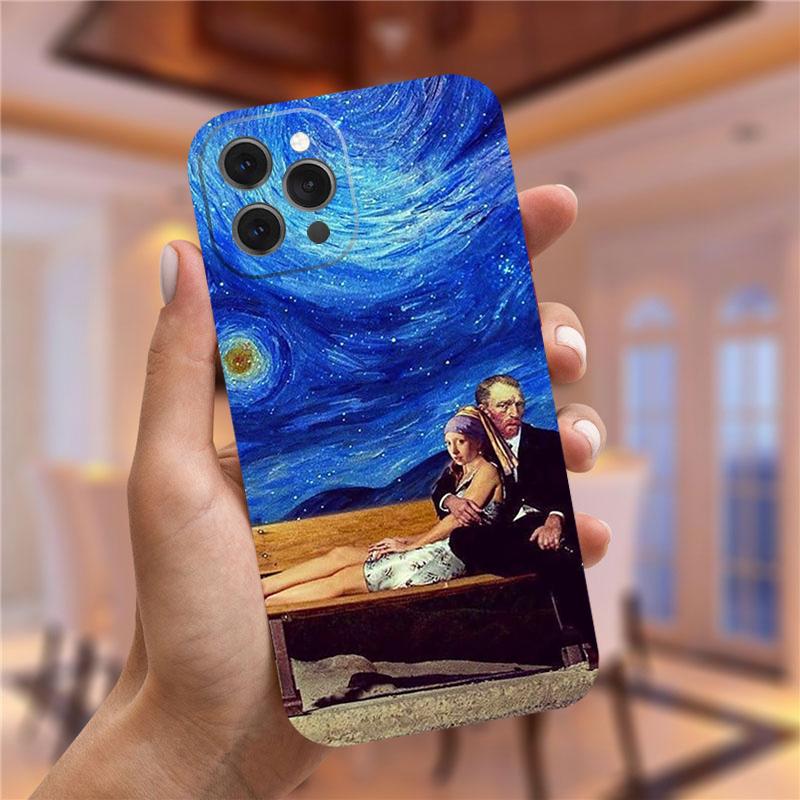 

Винсент Ван Гог Звездная ночь цветок чехол для телефона для iPhone 13 12 11 Pro Max Mini X XR XS 8 7 Plus Мона Лиза Дэвид мягкий чехол iPhone 12