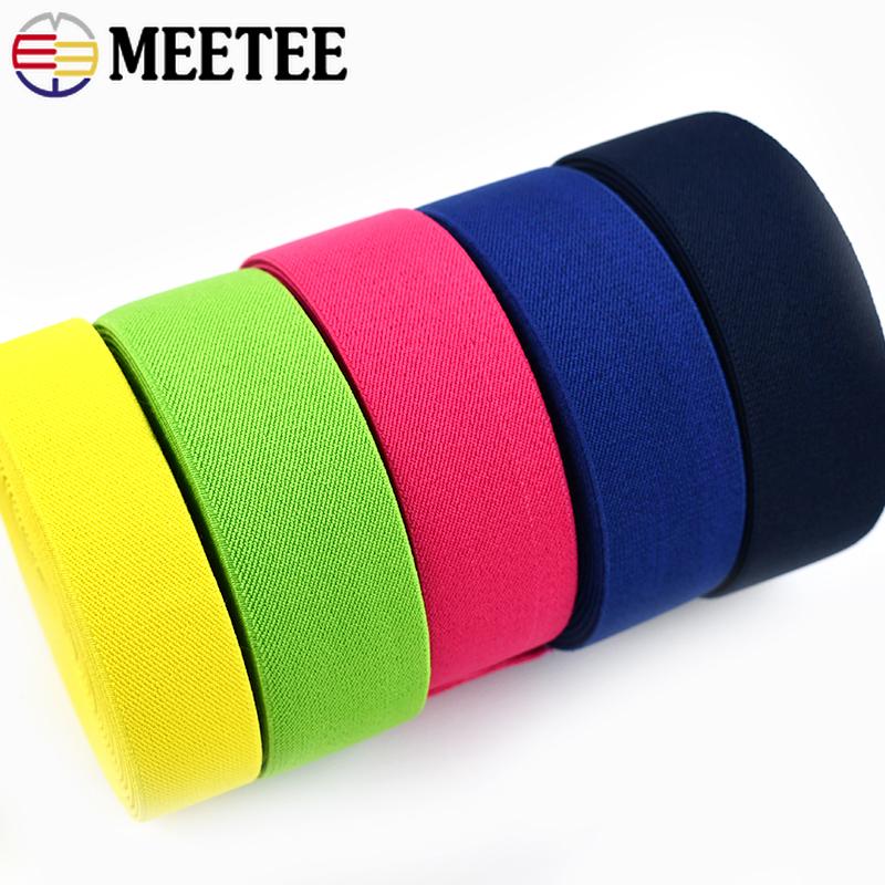 Meetee 2/4M 25-40mm Elastic Band Color Rubber Stretch Webbing Strap for Waistband Bra Backpack Sewing DIY Garment Accessories