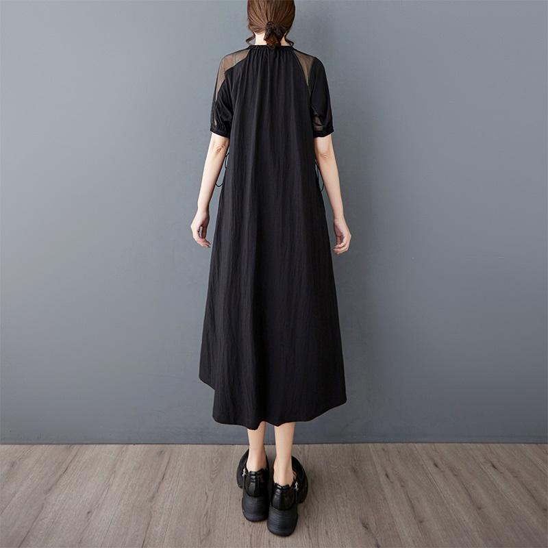 

Short Sleeve Plus Size Vintage Black New In Dresses for Women Casual Loose Long Summer Dress