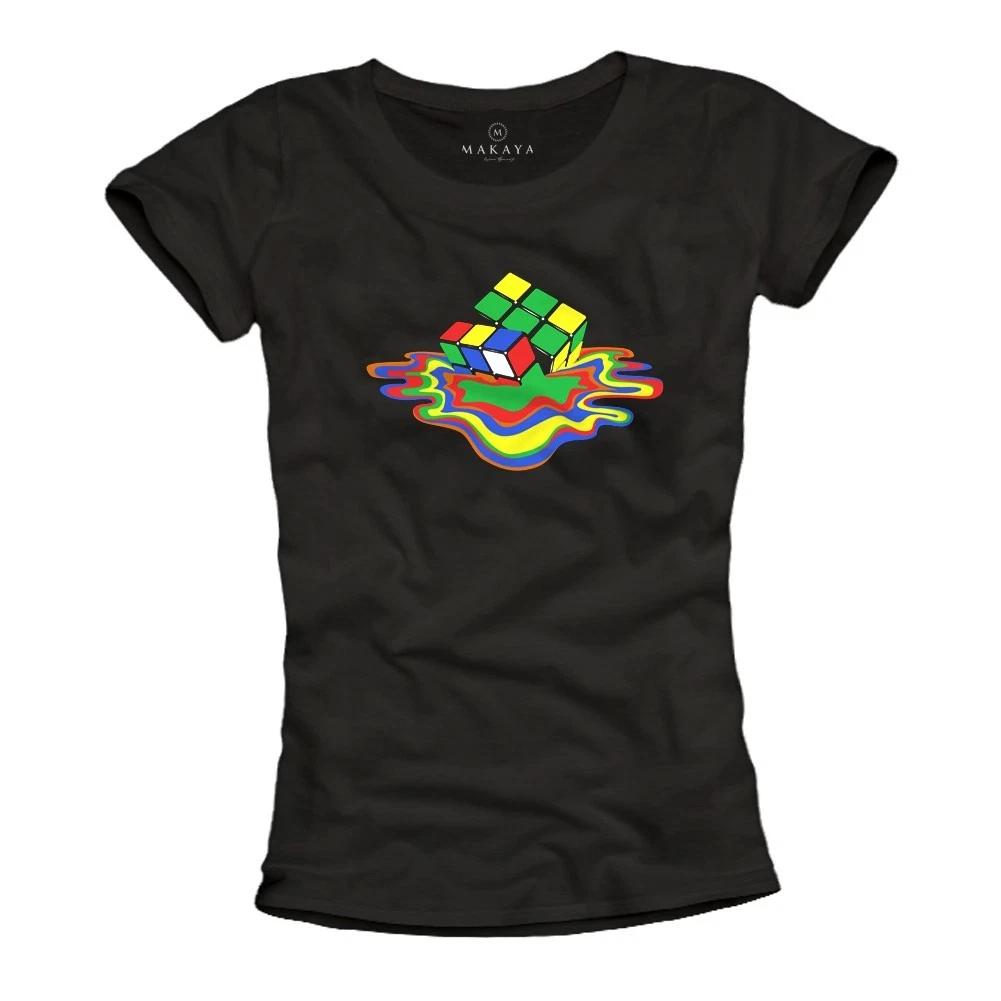 Funny Nerd T Shirts Ladies Rubik s Cube Gamer Geek Gifts Top Tops Cool- 4XL