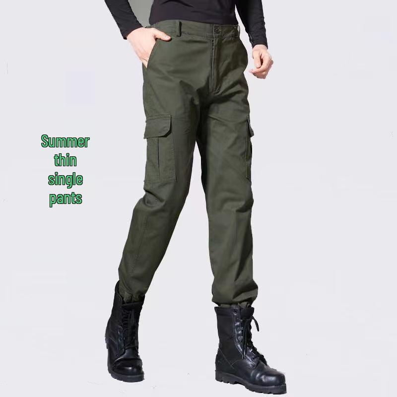 Men's Summer Workwear Set: Thin Cotton Long Sleeve, Wear-Resistant, Stain-Resistant, Ideal for Welding and Auto Repair