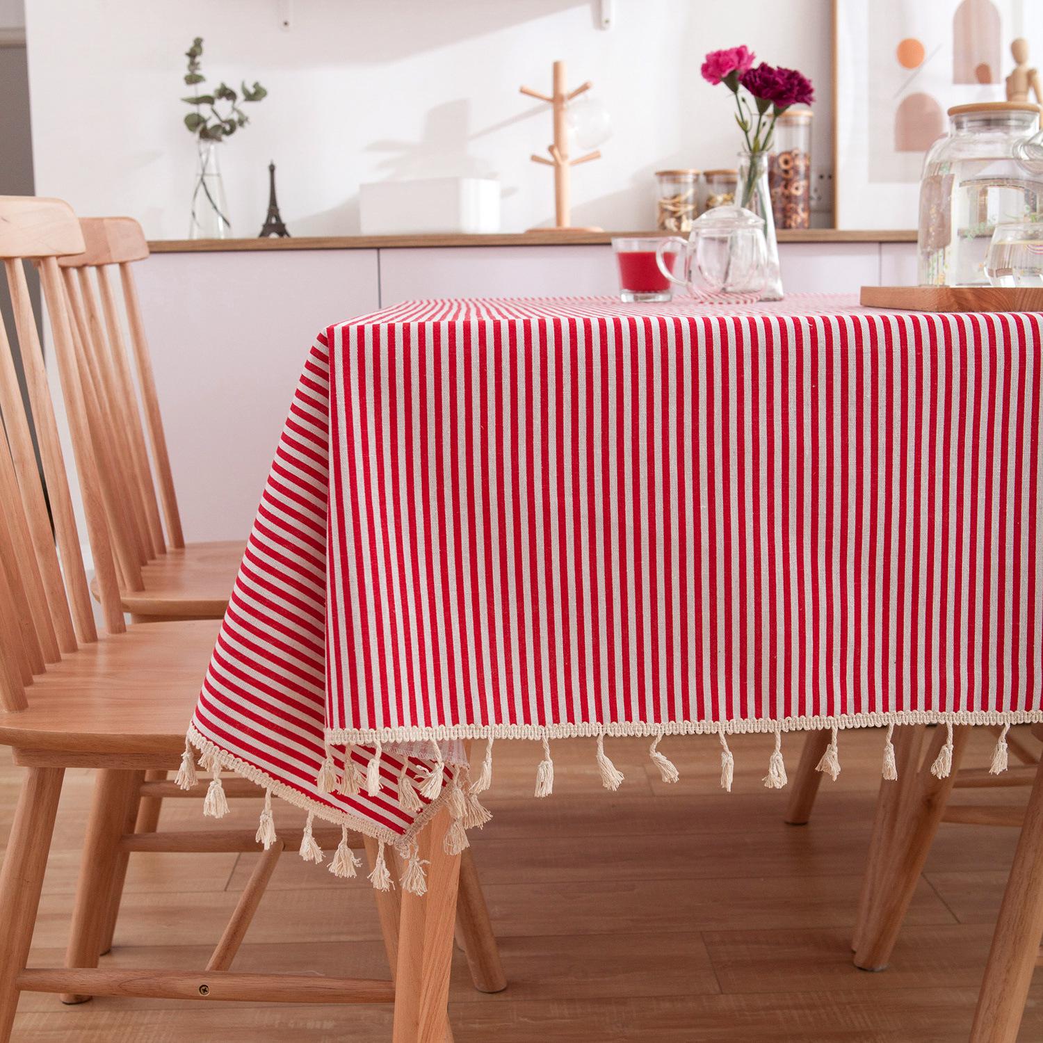 

Pastoral-style Dust-proof Decorative Print Tablecloth Pastoral Tassel Table Cover for Coffee Table 90x90cm
