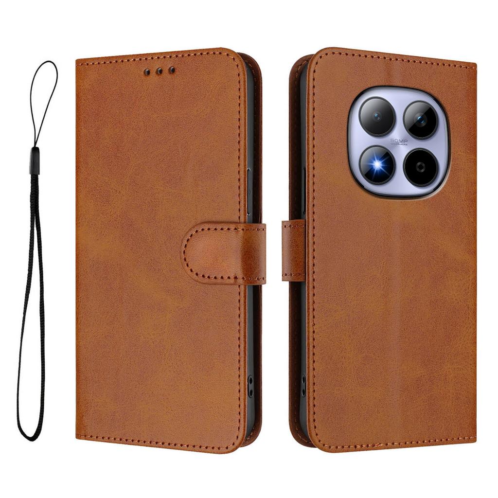 For Xiaomi Redmi Note 15 Pro 5G Wallet Case RFID Blocking Calf Texture Leather Stand Phone Cover with Strap