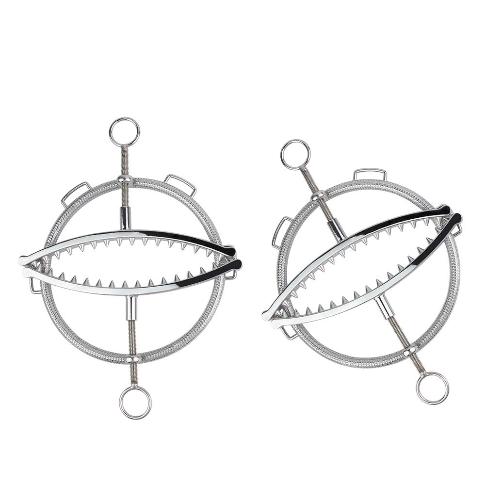 Adjustable Spiked Breast Clamp Metal Breast Bondage Gear with Leather Chain Flirting Sex Toys for Couple Slave Games Accessories