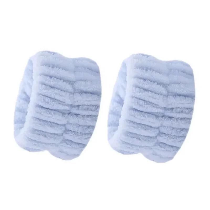 2pc Wrist Strap Moisture-Proof Reusable Washing Face Spa Wrist Watch Band Hair Short Plush Absorbent Accessories Headwrap Makeup