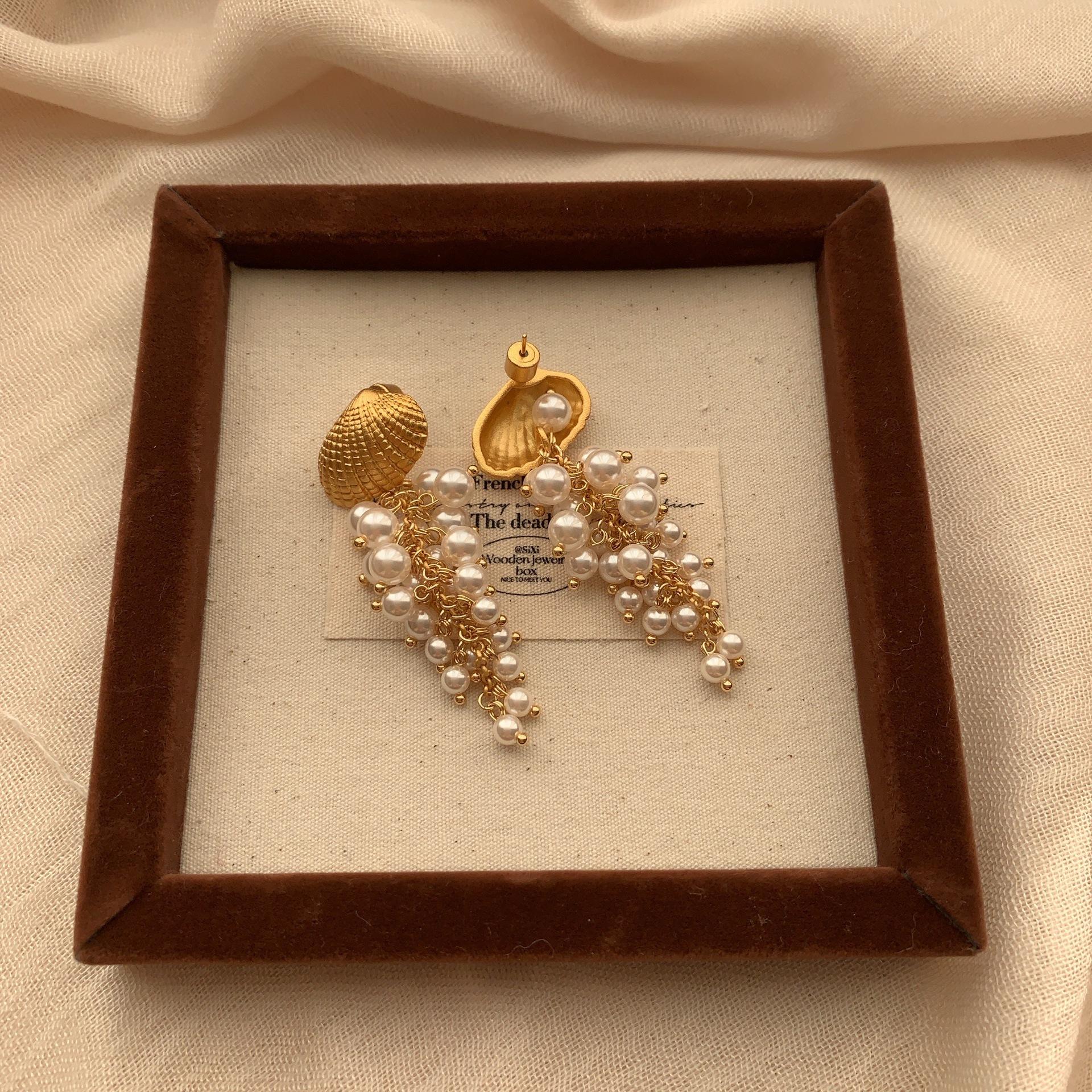 Three-Dimensional Shell Multi-Layer Pearl Fringed Earrings, Earrings, Elegant Light Luxury, Natural Romantic Atmosphere, Versatile Fashion Women