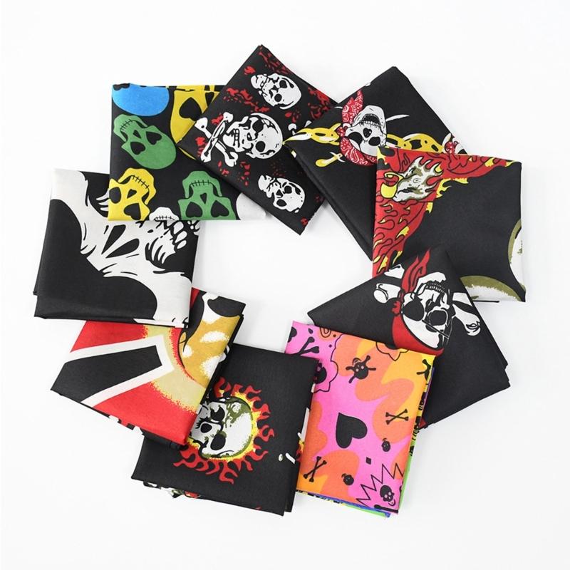 Hip Hop Tryckta Damhuvuddukar Fyrkantig Halsduk Bandana Handduk Hårscarfar