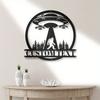 Benutzerdefiniertes Bigfoot UFO Camping Metallschild Handgemachte Eisen Wandkunst Heimbar Café Dekoration