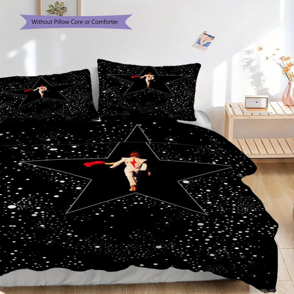 David Bowie Legendary Icon Threepiece Set 1 Duvet Cover 2 Pillowcase Without Core Bedding Set Soft And Comfortable Christmas Birthday Gift