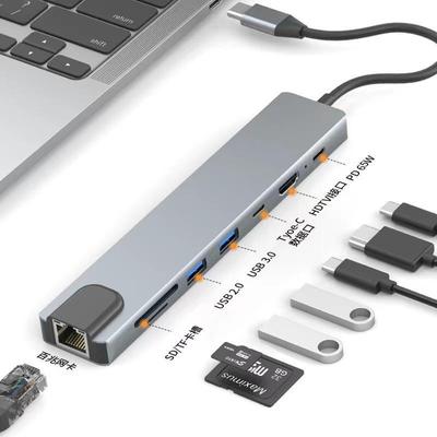 Dock USB-C 8 en 1 para HDMI 4K Transfronterizo: Convertidor de Expansión Tipo-C