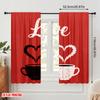 2 Stück 2D Flachdruck Party Fenster Vorhänge Liebe Kaffeetassen Polyester Ohne Strom Familienfeier für Draußen Feiertag