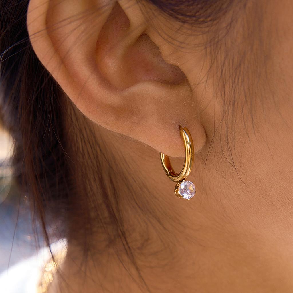 European and American Stainless Steel Zircon Earrings Earrings Do Not Fade Titanium Steel