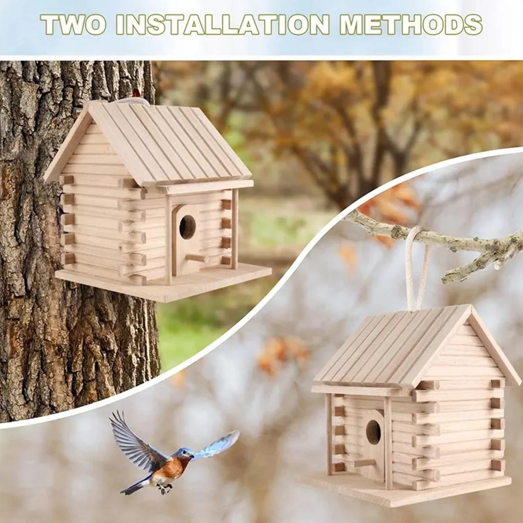 NOELAMOR Vogelhaus Wildvogel Außen Fertigprodukt Vogelnest Nistkasten Naturholz Wellensittichnest Vogelhaus Sittich Kleinvogel