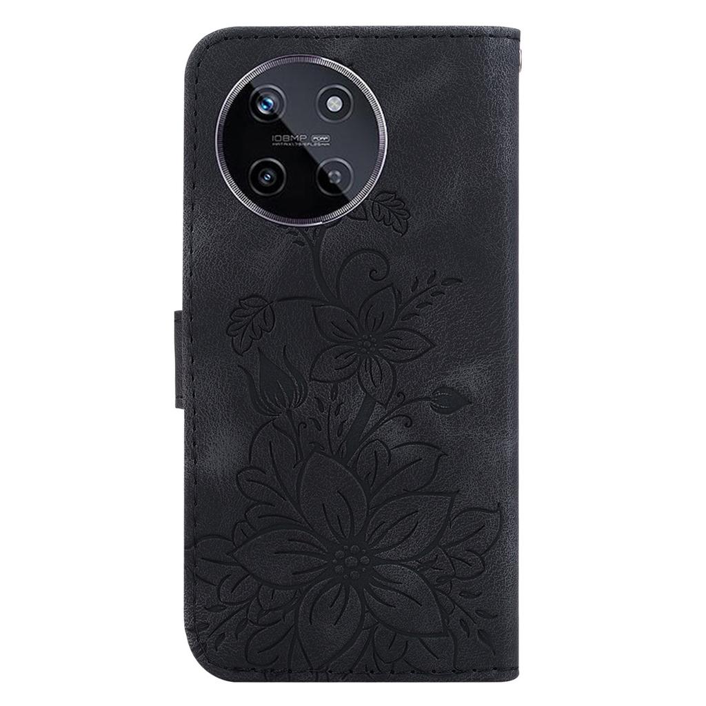 For Realme 11 4G (159.9x73.3x7.95mm) Wallet Leather Phone Case Flower Pattern
