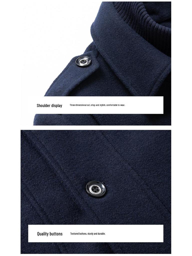 Autumn & Winter Men's Fashion Double-Collar Woolen Overcoat - Cold-Resistant Business Outerwear.