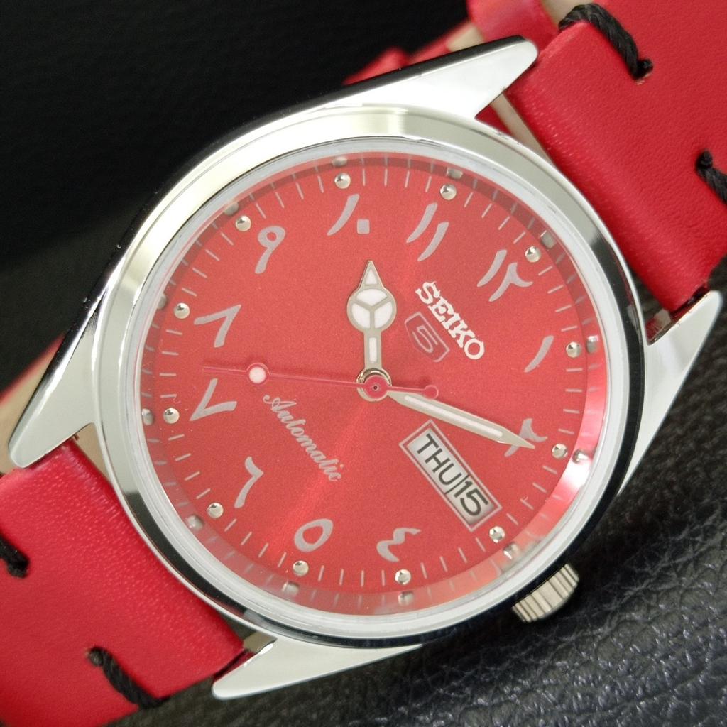 

JAPAN VINTAGE REFURBISHED SEIKO 5 AUTOMATIC 6309A MENS RED DIAL WATCH a441255-4 Sk-a441255