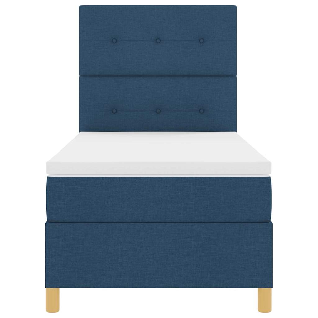 Boxspring Bed with Headboard Blue 90 x 200 cm Fabric