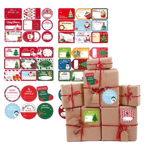 2 Sheets Label Stickers Vibrant Color Self-Adhesive Paper Christmas Gift Tags Stickers for Home