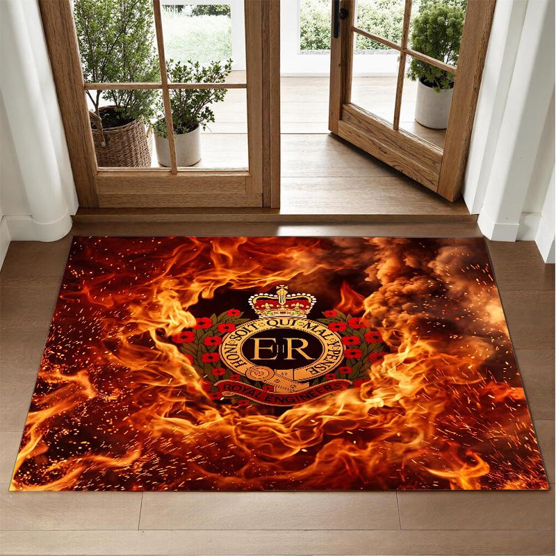 Royal Engineers A.F.C Design Crystal Velvet Rug Soft Decorative Mat for Bedroom Entrance