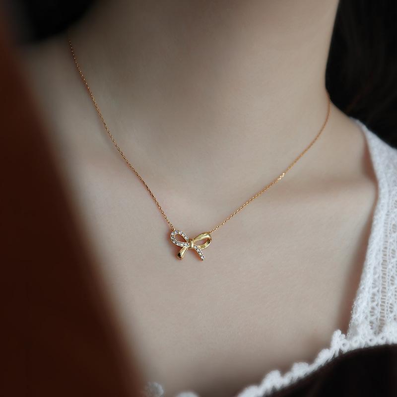 Light Luxury Sweet Bow Necklace Temperament New Style Choker New Style Choker Fashionable