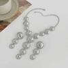 Exaggerated Drop Earrings Y-Shaped Necklace Earrings Round Pendant Necklace  Women Jewelry Set