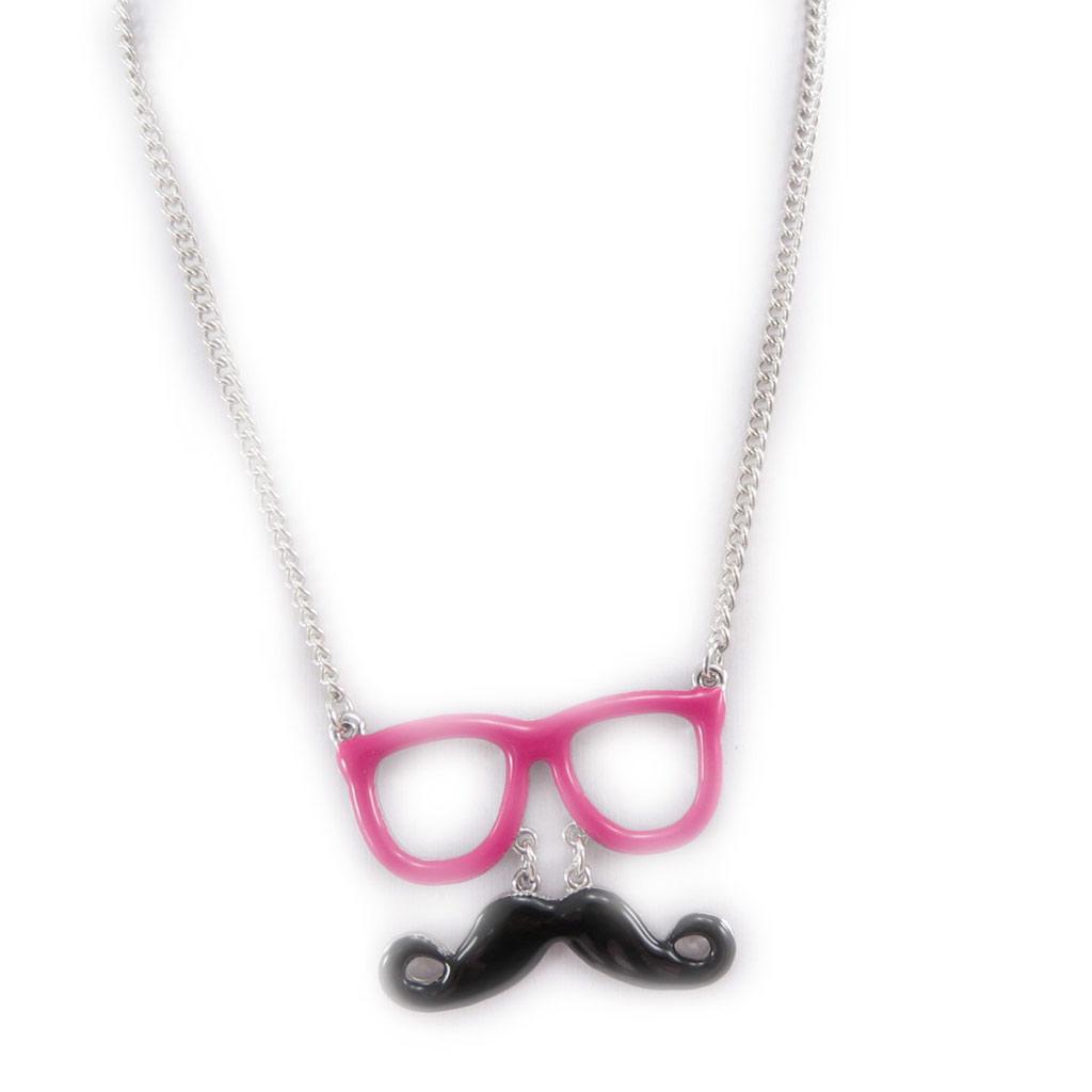 Les Trésors De Lily [J8990] - Designer Necklace 'Moustache' Pink Black