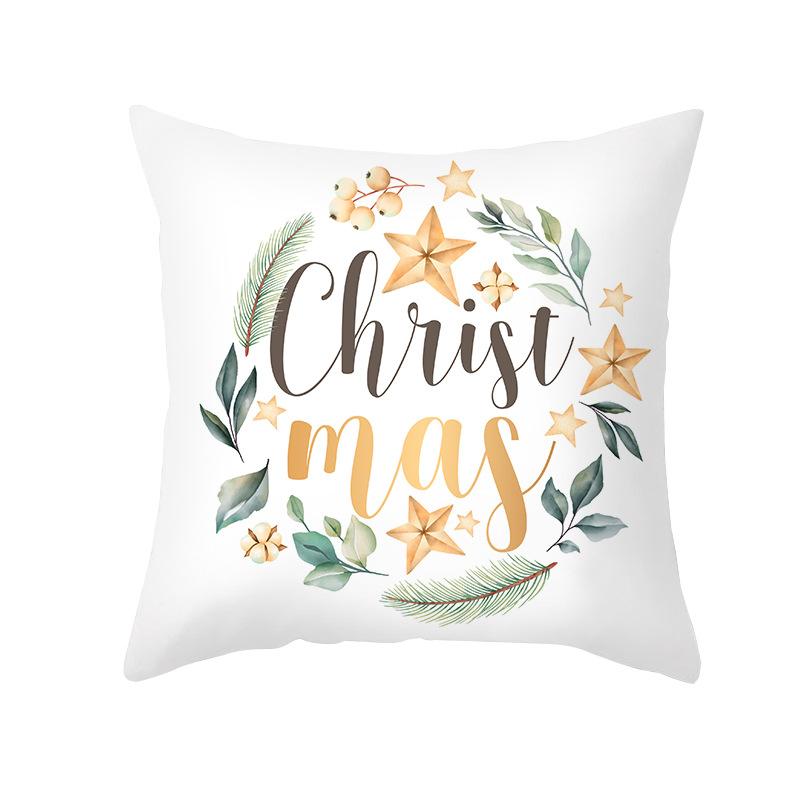 Christmas Pillow Cover Cartoon Letter Print Cushion Cover Office Sofa Pillow Cover Home