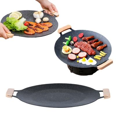 Kore Tarzı Tava Barbekü Izgarası Ocak Üstü İçin Büyük Kamp Pişirme Kızartma Tavası
