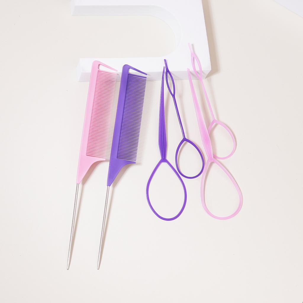 6pcs/set of professional hair styling tools - 2pcs pointed tail combs and 4pcs braiding tools, special for real hair wigs